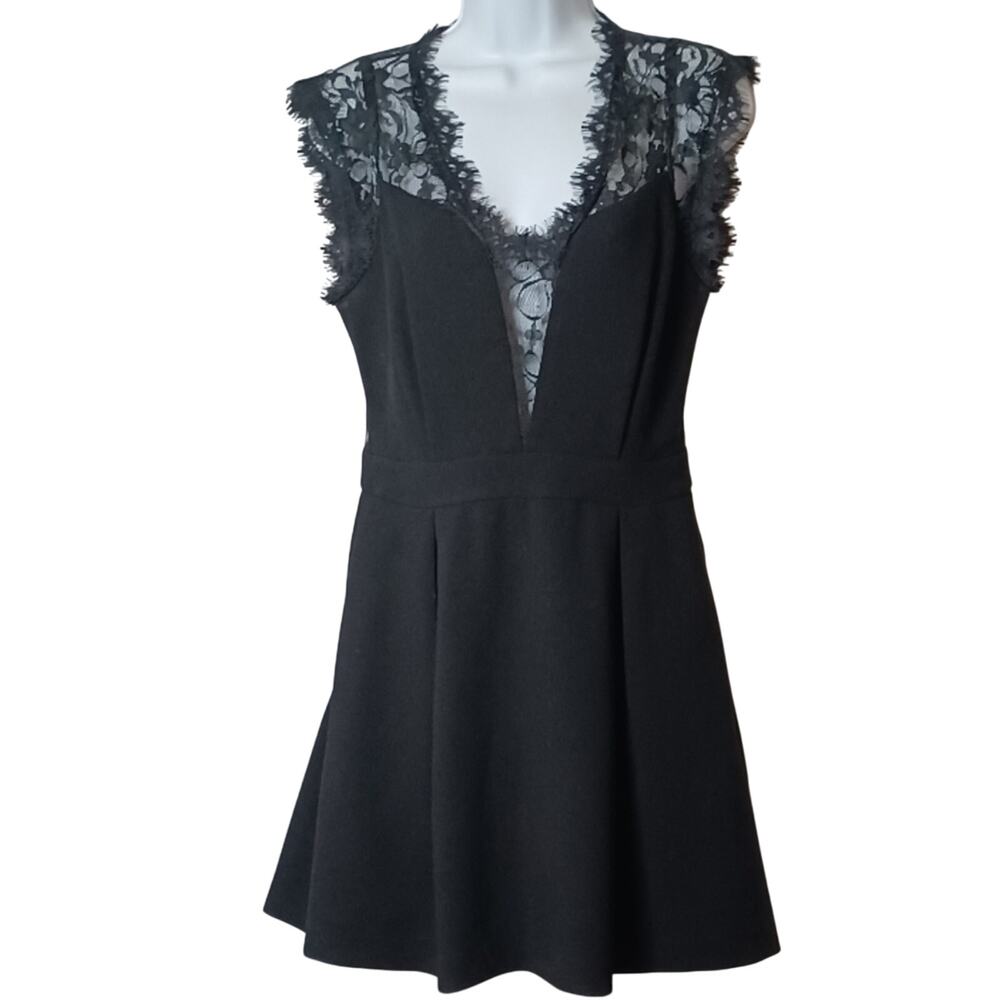 BCBGeneration Women's Black Fabric and Lace Mini Dress.Size 8
